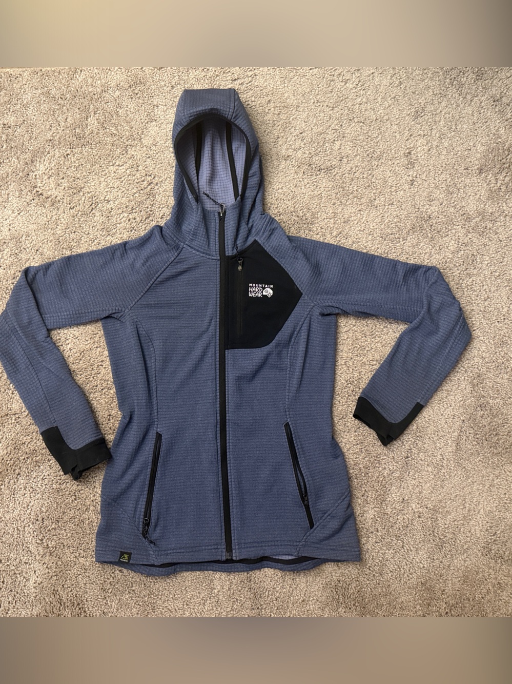 Mountain Hardwear Blue Hooded Full-Zip Jacket with Black Accents